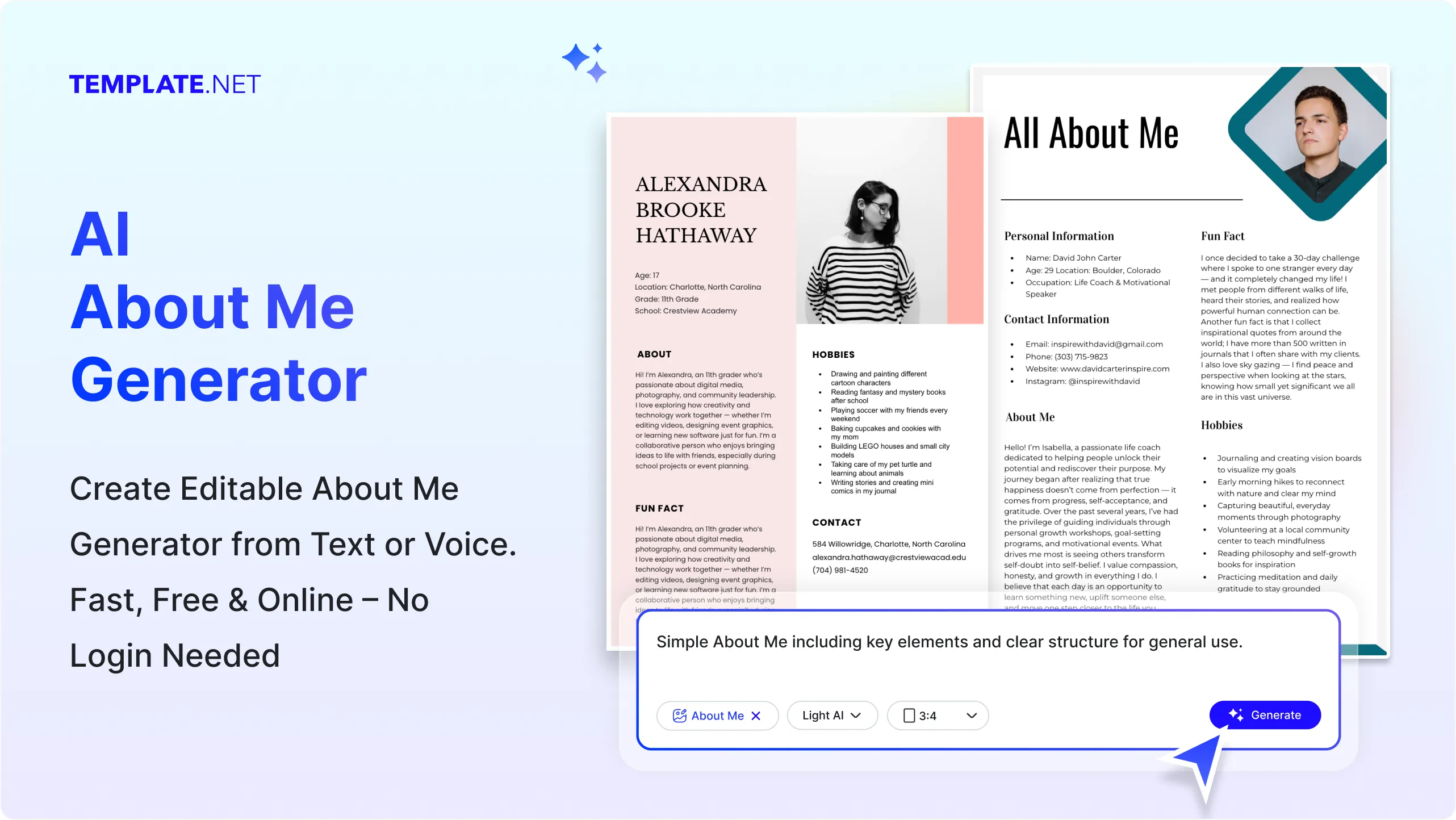 Free AI About Me Generator, Create About Me Image Content Online [ No Signup ]